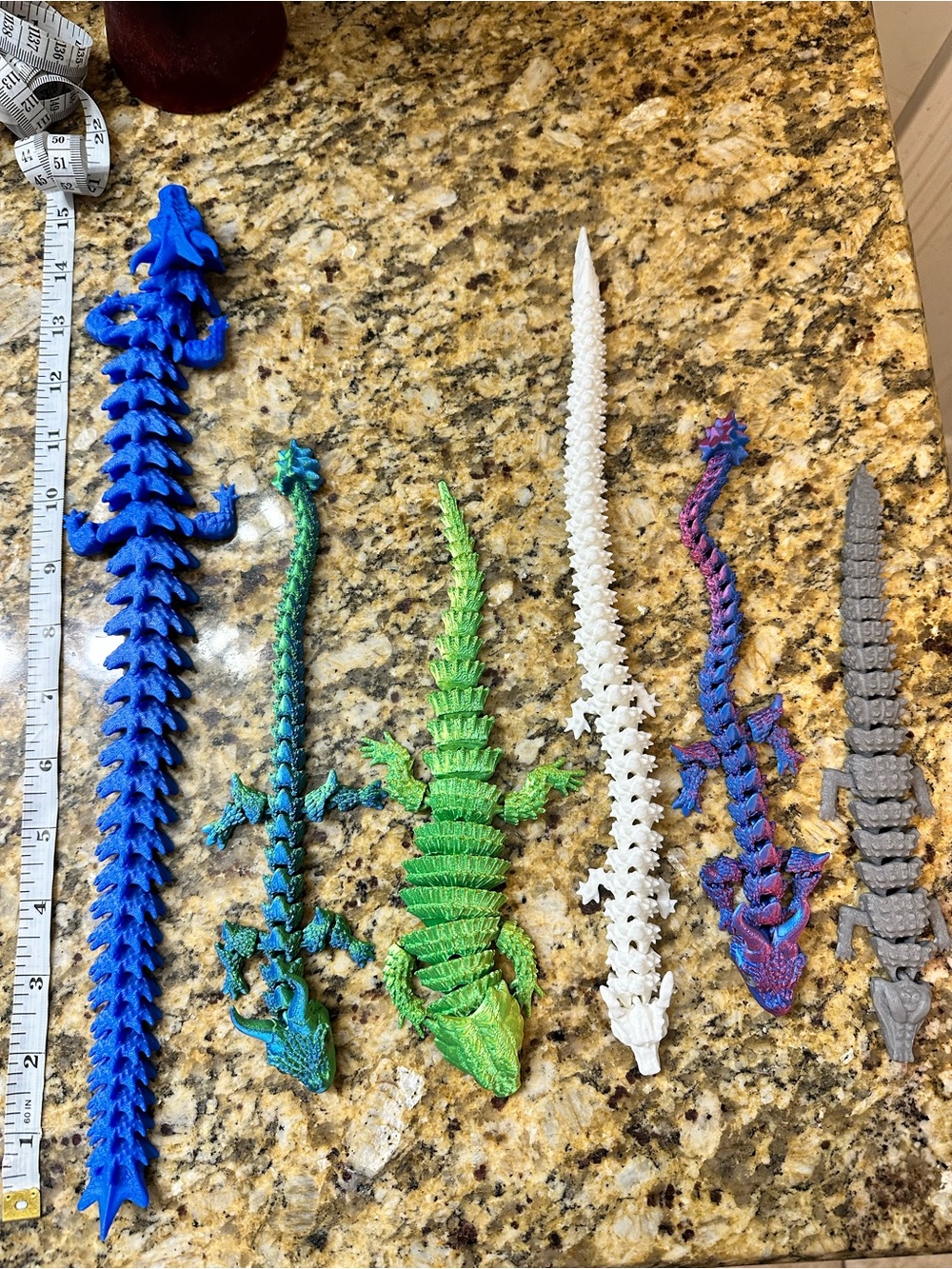 Decorative Reptile Spine & Lizard Set - Green, Blue, White, Purple, Gray